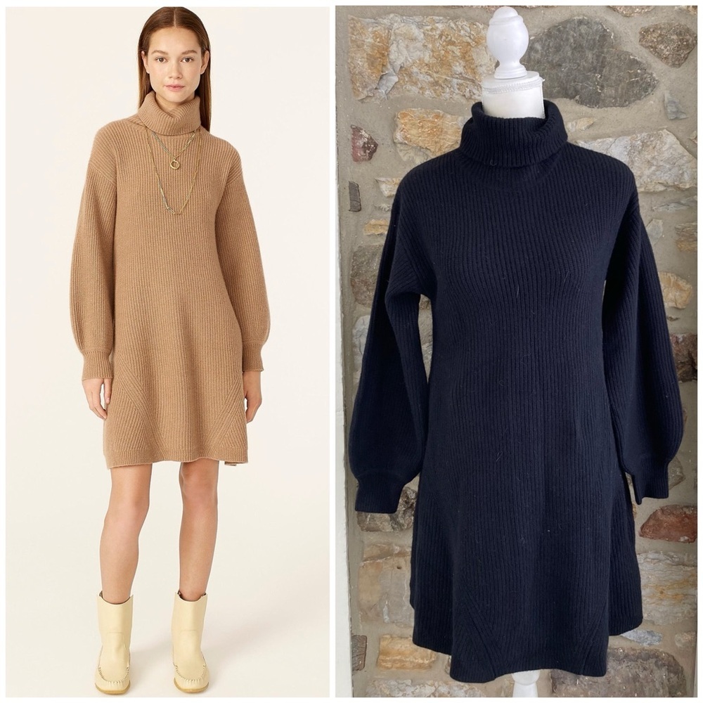 NWT Wool and recycled-cashmere turtleneck sweater-dress Black Womens Small $298